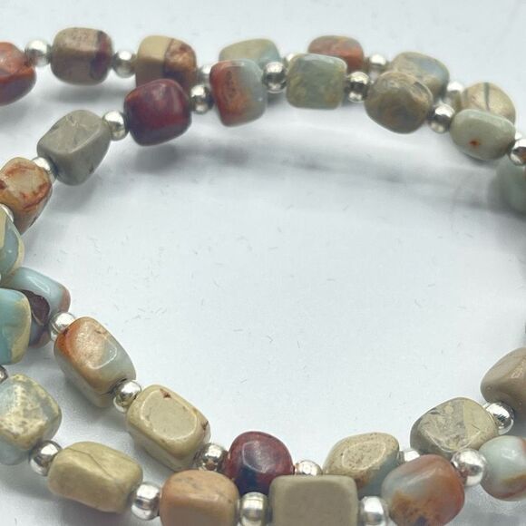 Creek jasper cube crystal beaded stretch bracelet ONE NEW reiki meditation yoga - Picture 4 of 7